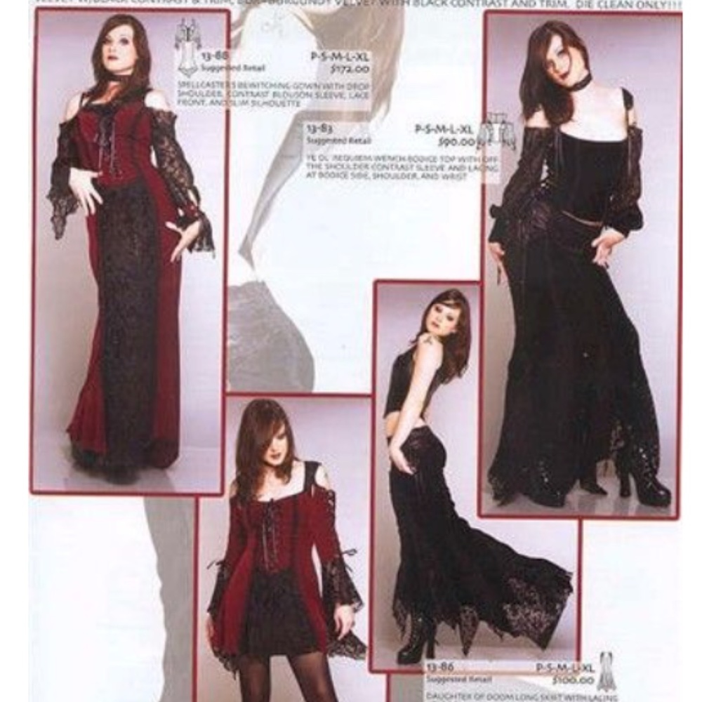 Rare Vintage Lip Service Red Velvet Requiem for the Dead Train Corset Skirt Goth